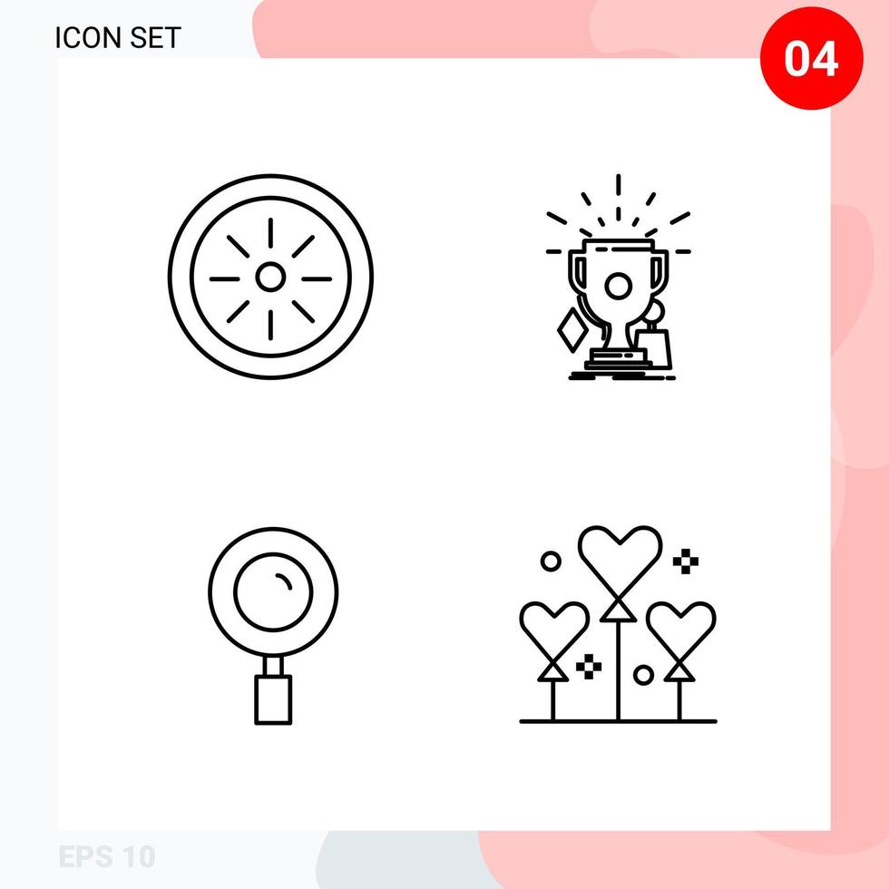 Vector Pack of 4 Icons in Line Style Creative Outline Pack isolated on White Background for Web and Mobile Creative Black Icon vector background