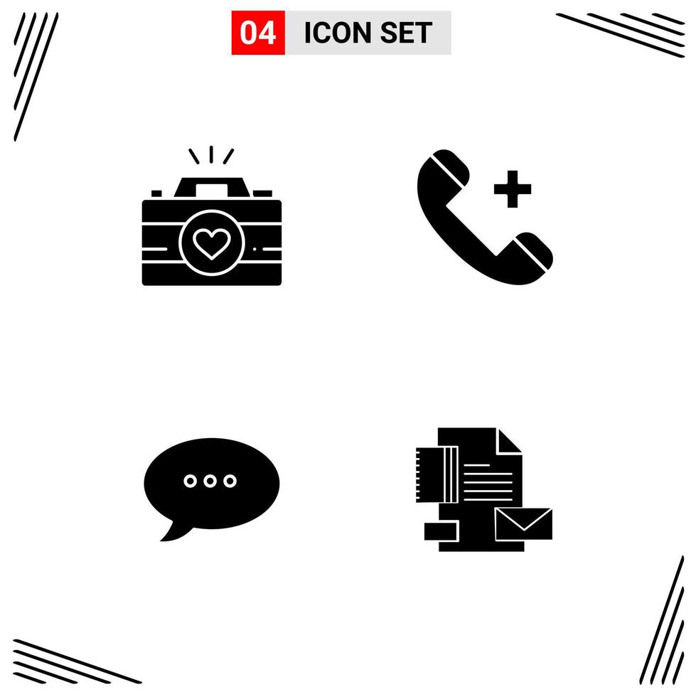 4 Icons Solid Style Grid Based Creative Glyph Symbols for Website Design Simple Solid Icon Signs Isolated on White Background 4 Icon Set Creative Black Icon vector background