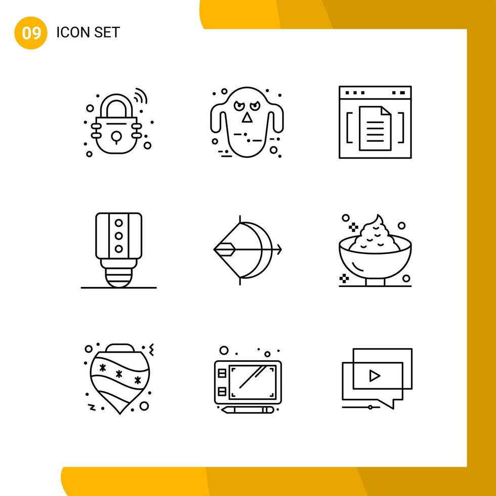 9 Icon Set Line Style Icon Pack Outline Symbols isolated on White Backgound for Responsive Website Designing Creative Black Icon vector background