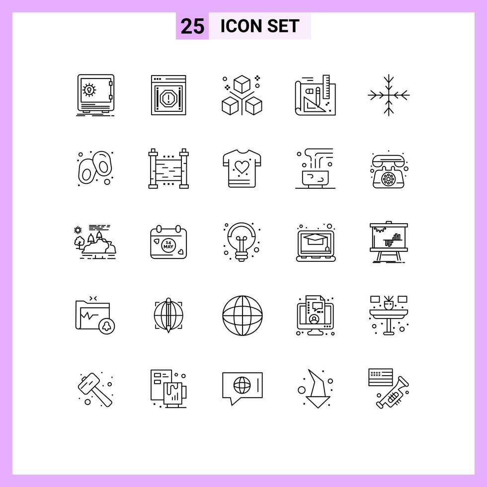 conjunto de pictogramas de 25 líneas simples de notificación de arte lineal desarrollo de programación elementos de diseño vectorial editables vector