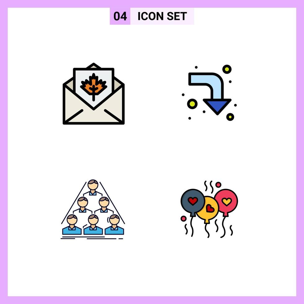Modern Set of 4 Filledline Flat Colors and symbols such as card build mail reload business Editable Vector Design Elements