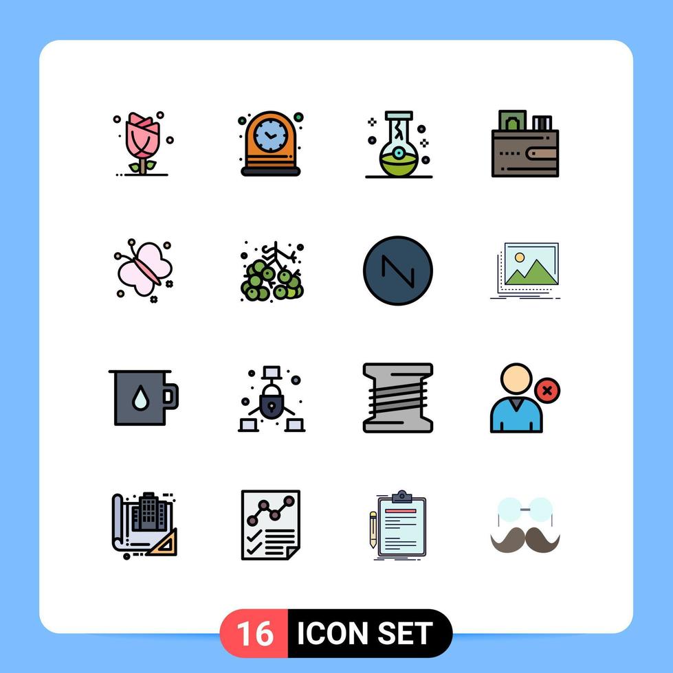 paquete de iconos de vectores de stock de 16 signos y símbolos de línea para monedero efectivo reloj tarjeta halloween elementos de diseño de vectores creativos editables
