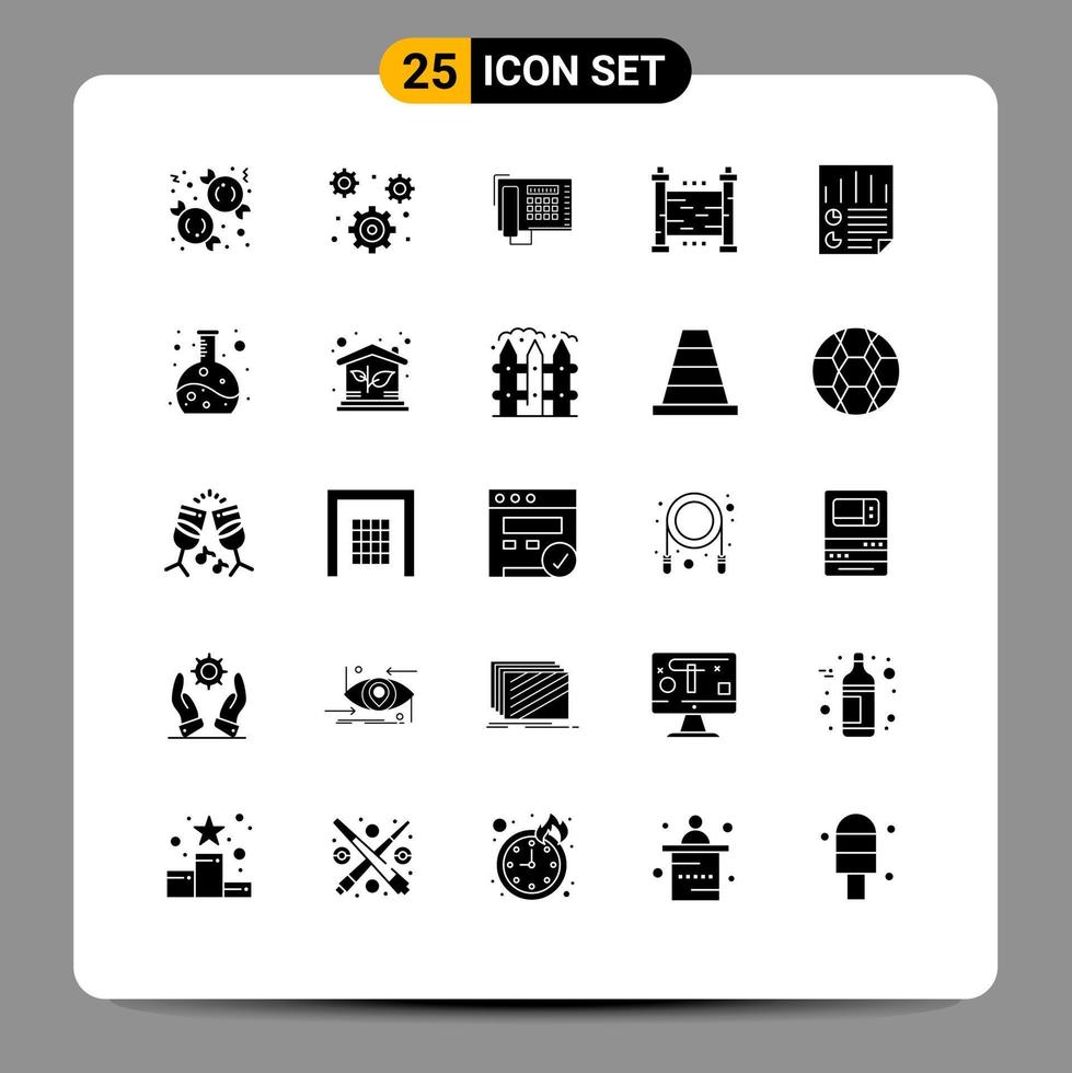 Stock Vector Icon Pack of 25 Line Signs and Symbols for document yard telephone security fences Editable Vector Design Elements