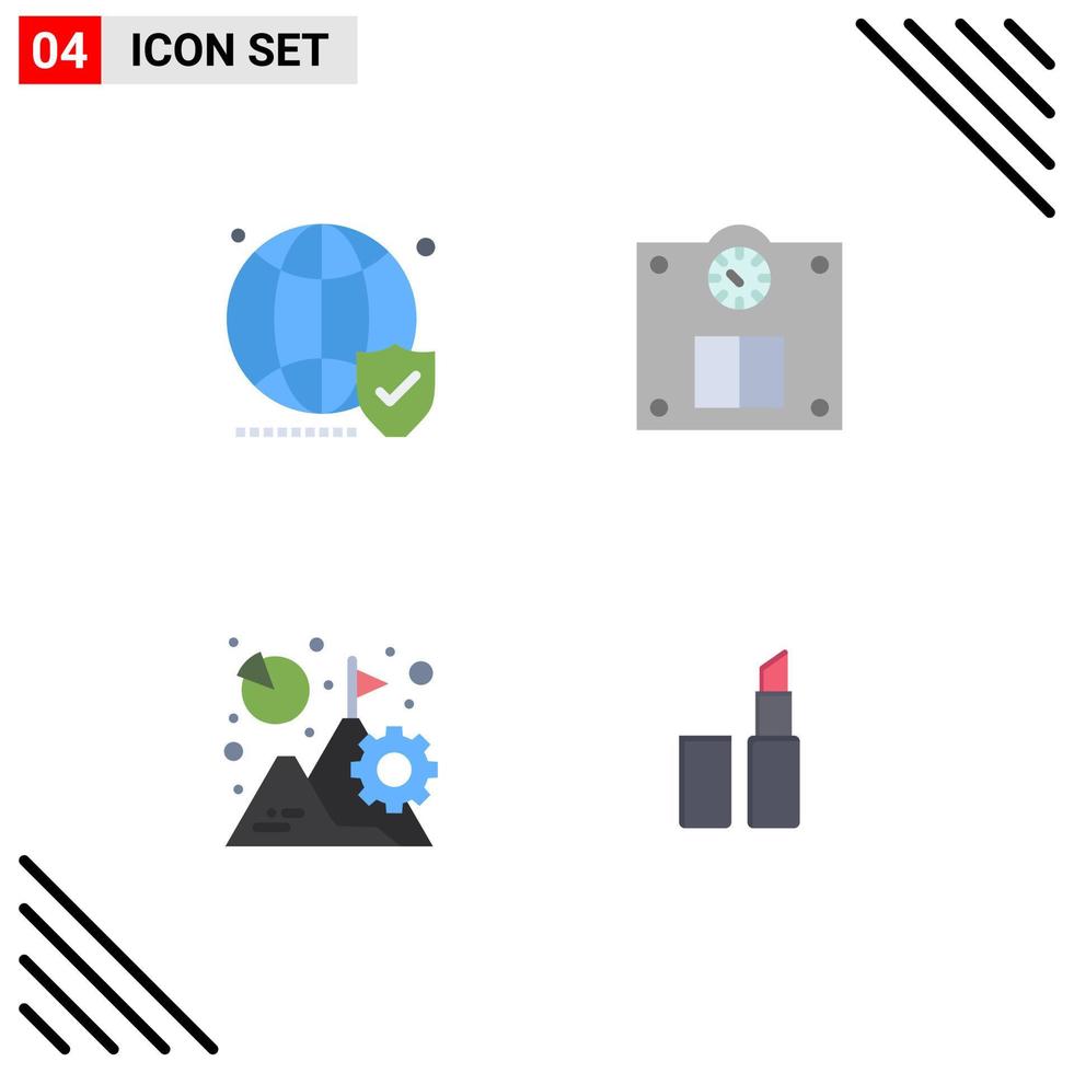 Modern Set of 4 Flat Icons Pictograph of globe business world scales growth Editable Vector Design Elements