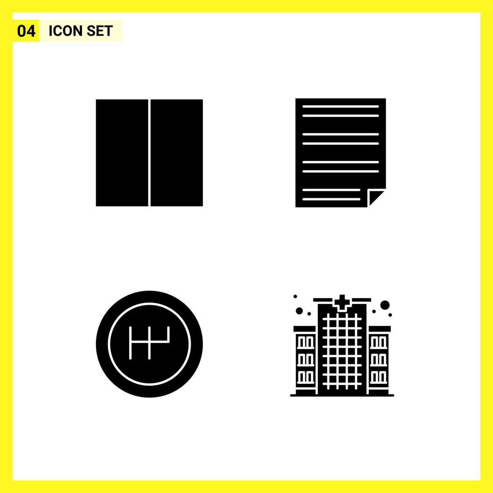 4 Icon Set Simple Solid Symbols Glyph Sign on White Background for Website Design Mobile Applications and Print Media Creative Black Icon vector background