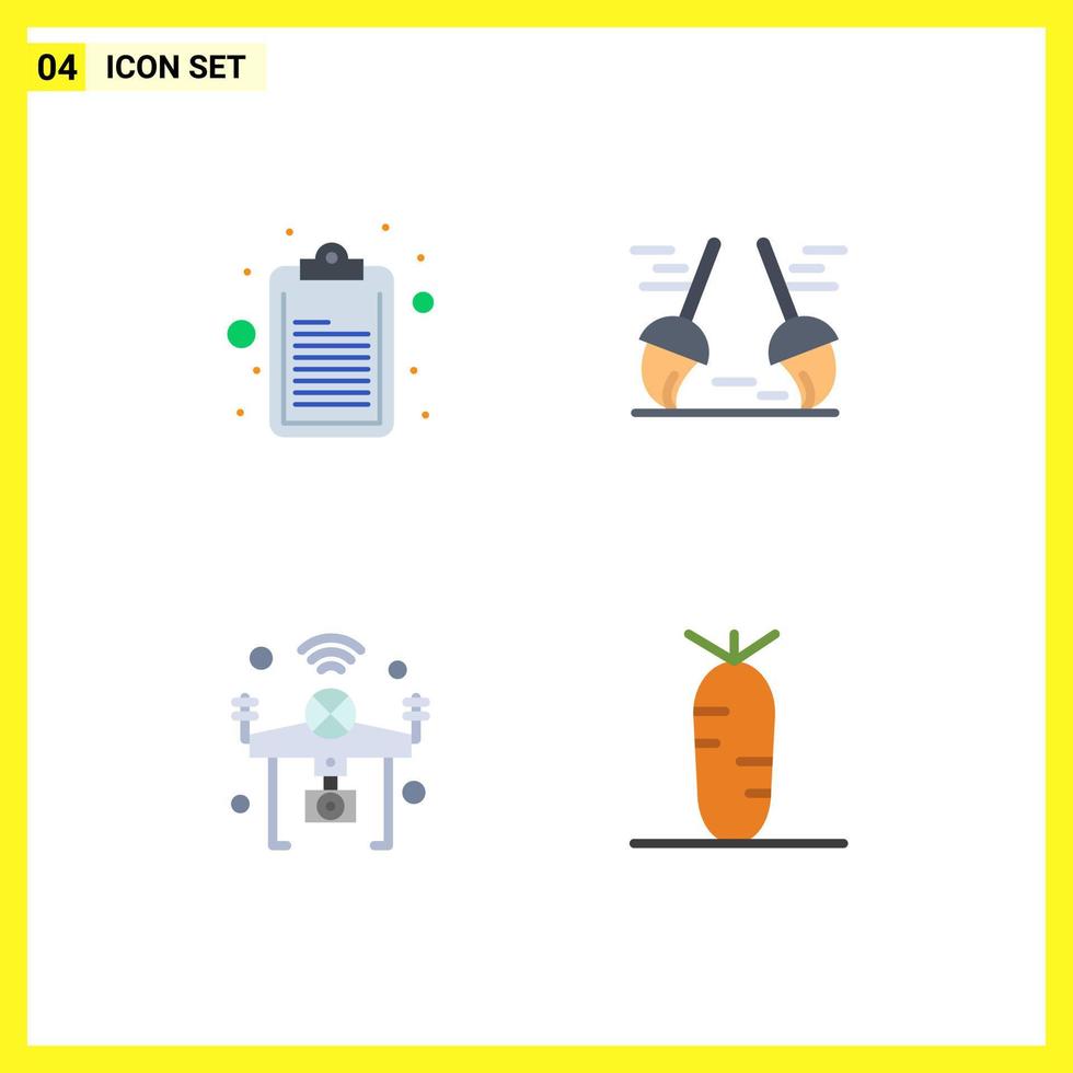 Modern Set of 4 Flat Icons Pictograph of checklist iot broom sweep wifi Editable Vector Design Elements