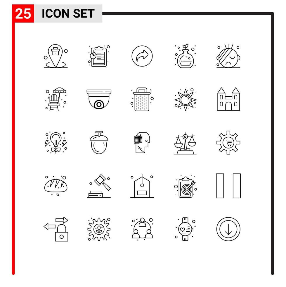 Group of 25 Lines Signs and Symbols for medical healthcare basic green chemistry chemistry Editable Vector Design Elements