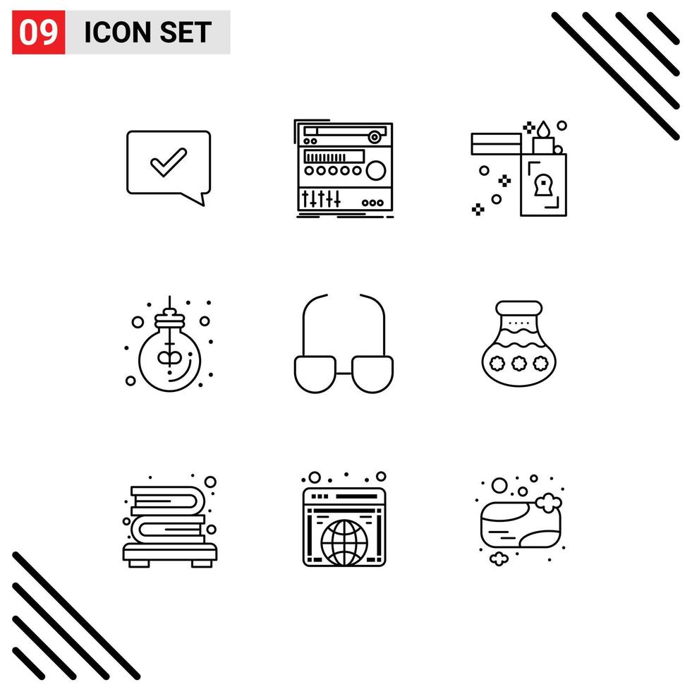 9 Outline concept for Websites Mobile and Apps office lamp studio idea zippo Editable Vector Design Elements