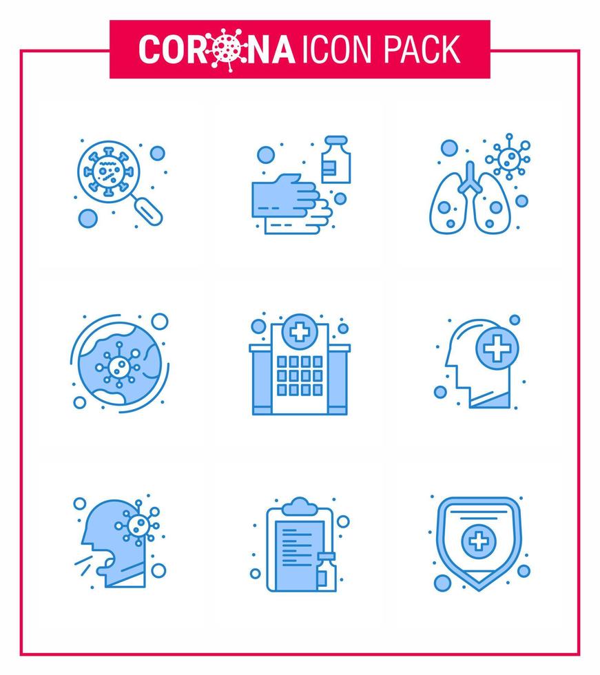 Corona virus 2019 and 2020 epidemic 9 Blue icon pack such as covid virus soap worldwide infedted viral coronavirus 2019nov disease Vector Design Elements