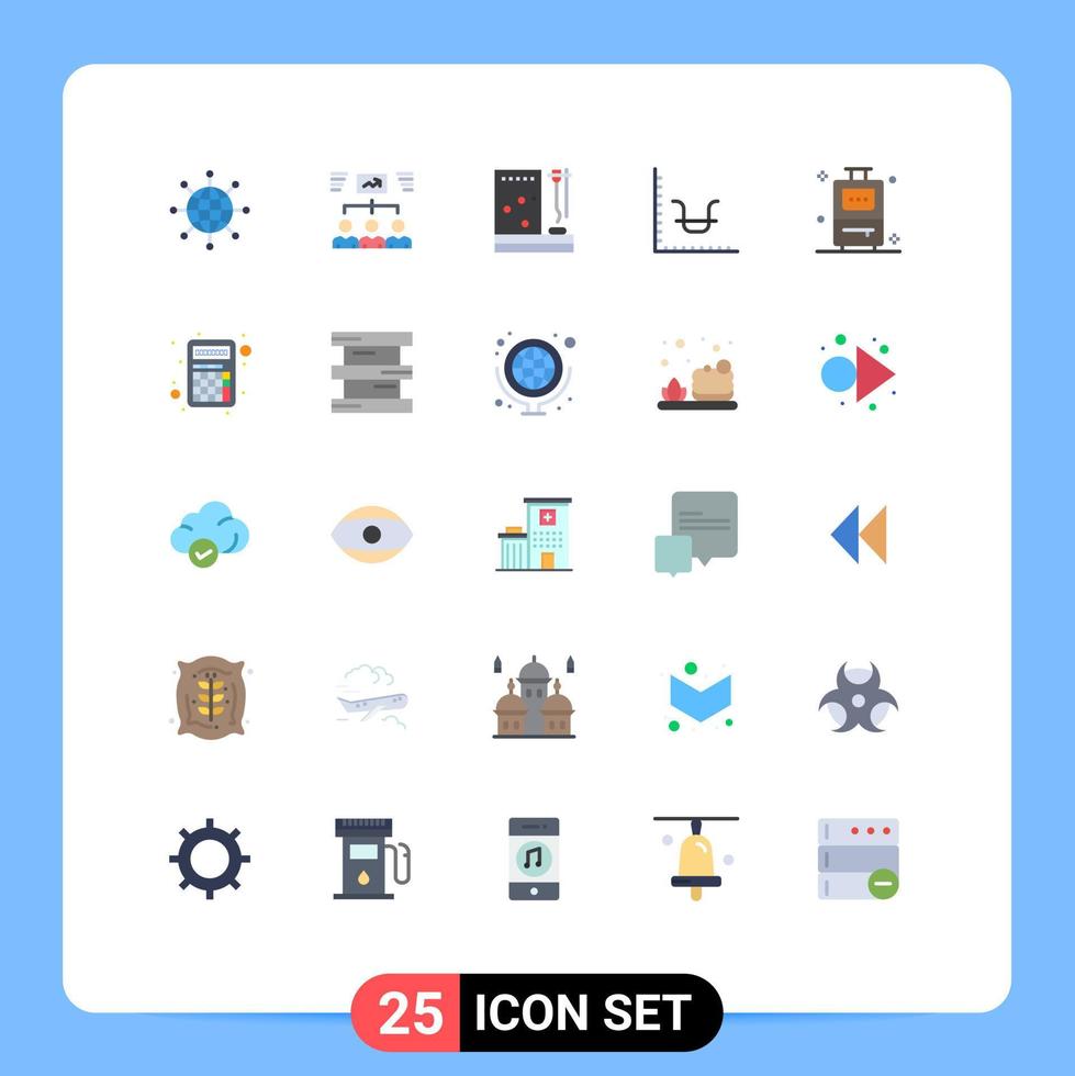 Set of 25 Vector Flat Colors on Grid for graph business task treatment medicine Editable Vector Design Elements