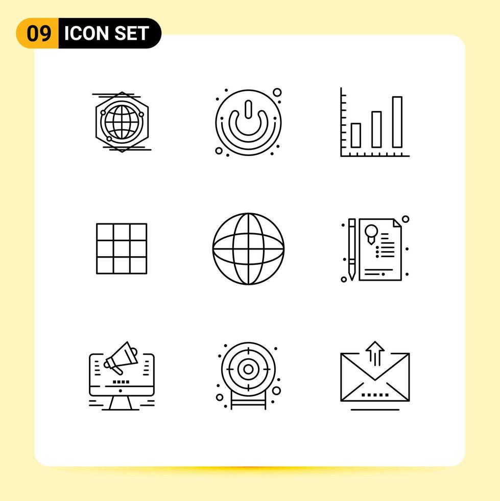 Pack of 9 Modern Outlines Signs and Symbols for Web Print Media such as devices sets switch instagram feed Editable Vector Design Elements
