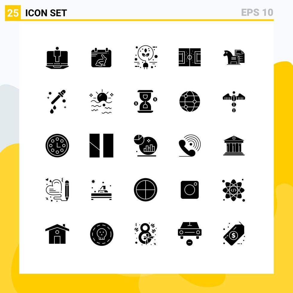 Modern Set of 25 Solid Glyphs and symbols such as strategy pitch bio game field Editable Vector Design Elements