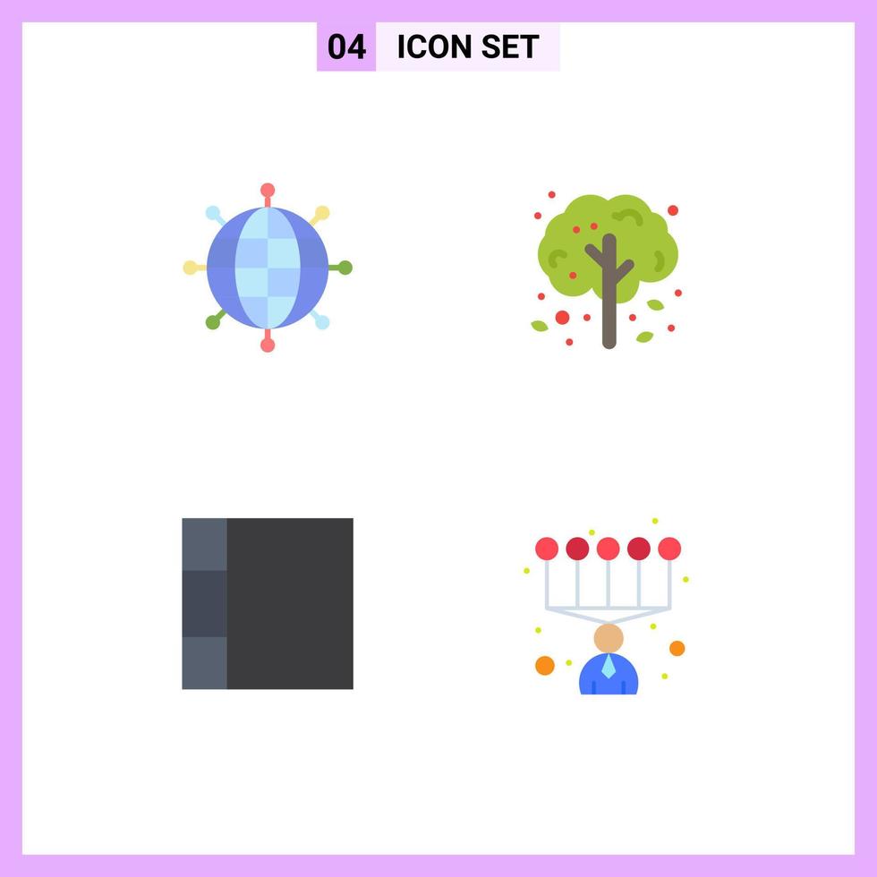 Pack of 4 Modern Flat Icons Signs and Symbols for Web Print Media such as business layout modern thanksgiving personal skills Editable Vector Design Elements