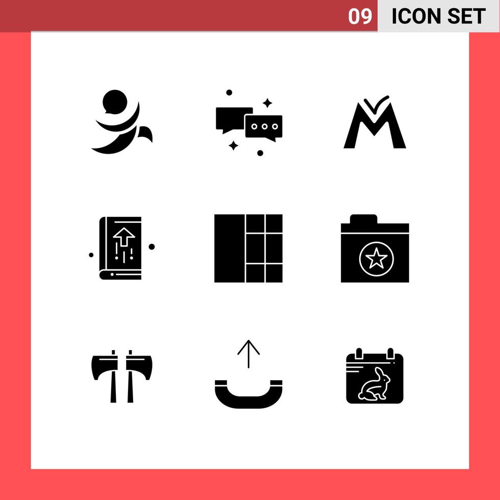 Modern Set of 9 Solid Glyphs and symbols such as grid growth monetary unit business agenda Editable Vector Design Elements