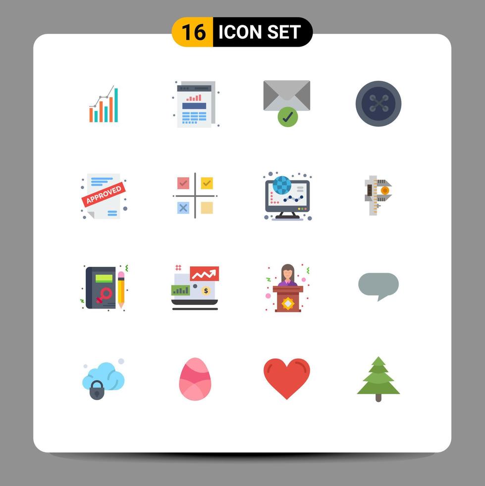 Group of 16 Modern Flat Colors Set for sew clothing data button sent Editable Pack of Creative Vector Design Elements