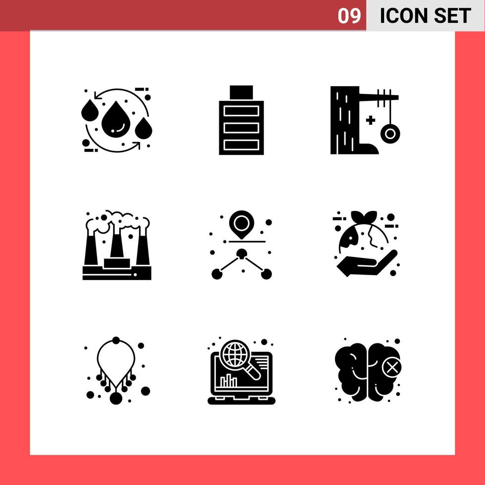 paquete de 9 iconos símbolos de glifo de estilo sólido sobre fondo blanco signos simples para el diseño general fondo de vector de icono negro creativo