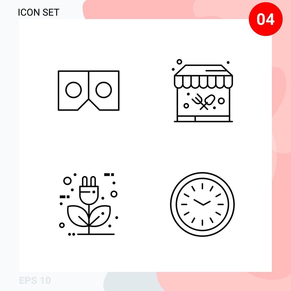 Vector Pack of 4 Icons in Line Style Creative Outline Pack isolated on White Background for Web and Mobile Creative Black Icon vector background