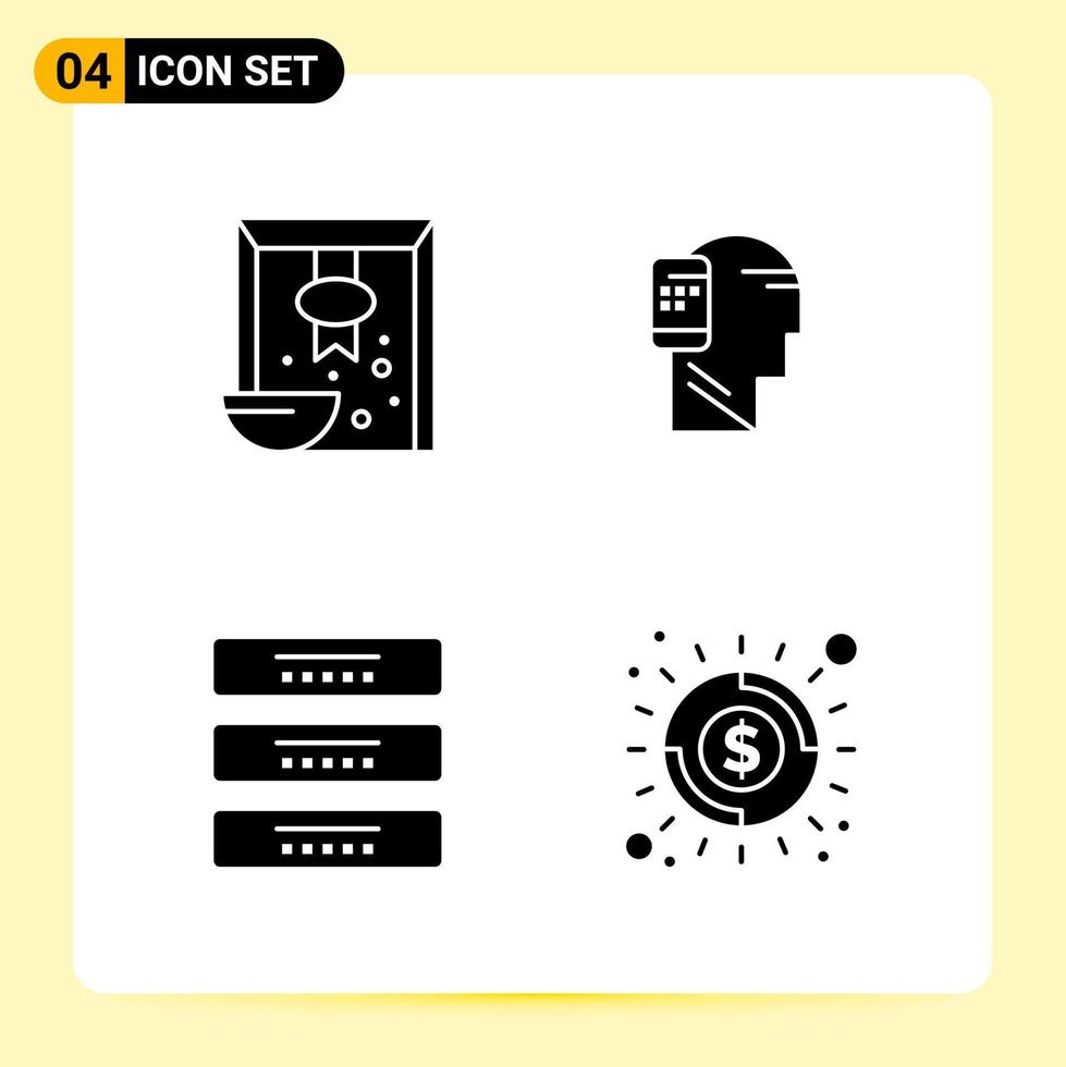 4 Creative Icons for Modern website design and responsive mobile apps 4 Glyph Symbols Signs on White Background 4 Icon Pack Creative Black Icon vector background