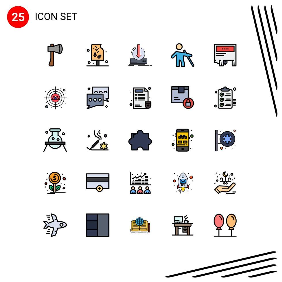25 Filled line Flat Color concept for Websites Mobile and Apps people blind drink game dlc Editable Vector Design Elements