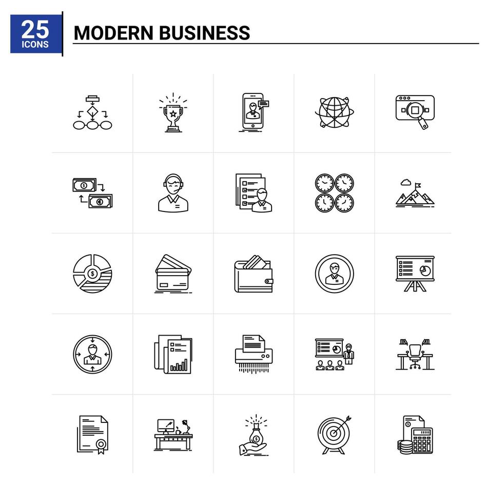 25 conjunto de iconos de negocios modernos antecedentes vectoriales vector