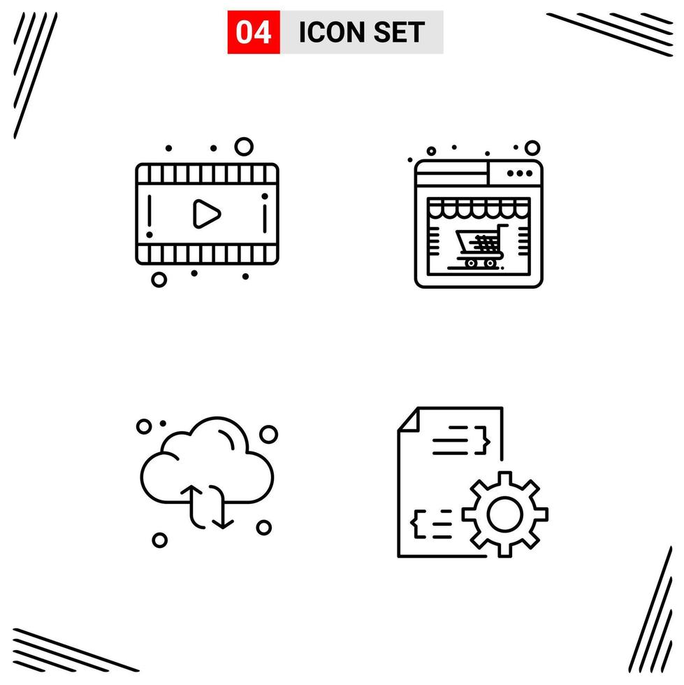 4 Icons Line Style. Grid Based Creative Outline Symbols for Website Design. Simple Line Icon Signs Isolated on White Background. 4 Icon Set. vector