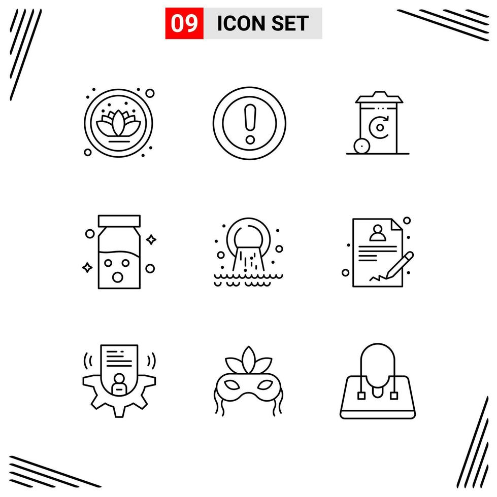 9 Icons Line Style. Grid Based Creative Outline Symbols for Website Design. Simple Line Icon Signs Isolated on White Background. 9 Icon Set. vector
