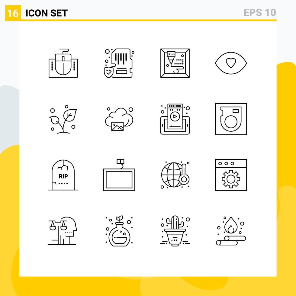 16 Outline concept for Websites Mobile and Apps spring leaf mobile vision face Editable Vector Design Elements