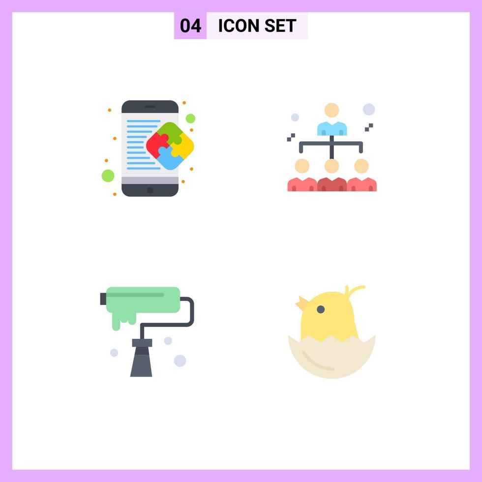 Pack of 4 Modern Flat Icons Signs and Symbols for Web Print Media such as creative artistic mobile network creative Editable Vector Design Elements