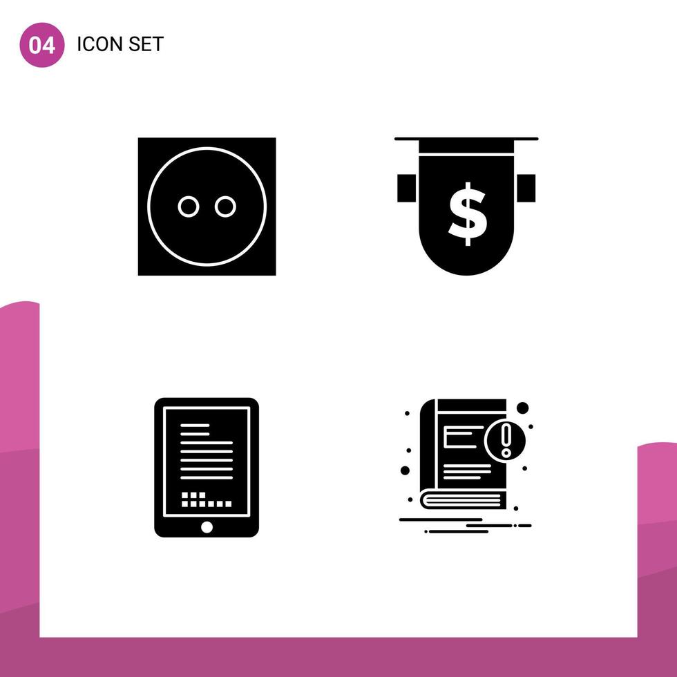 Pictogram Set of 4 Simple Solid Glyphs of care mobile tumble dry currency hardware Editable Vector Design Elements