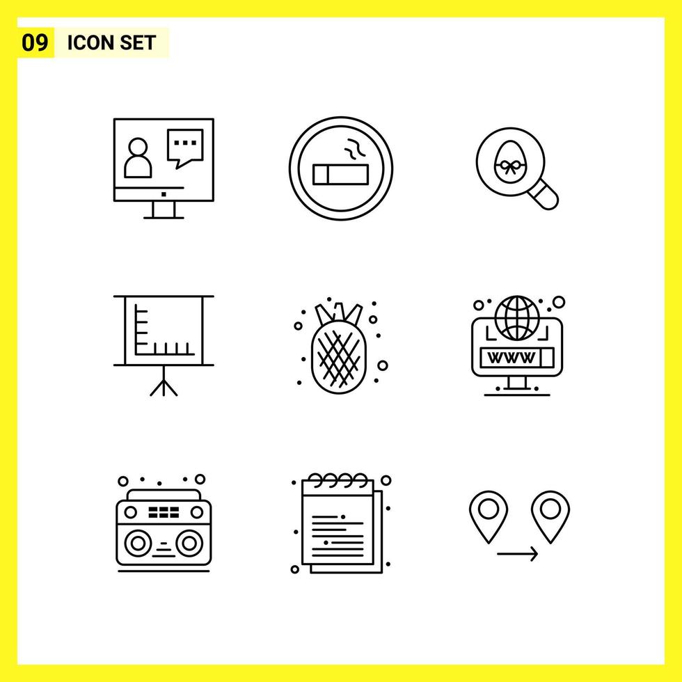 9 Icon Set Simple Line Symbols Outline Sign on White Background for Website Design Mobile Applications and Print Media Creative Black Icon vector background