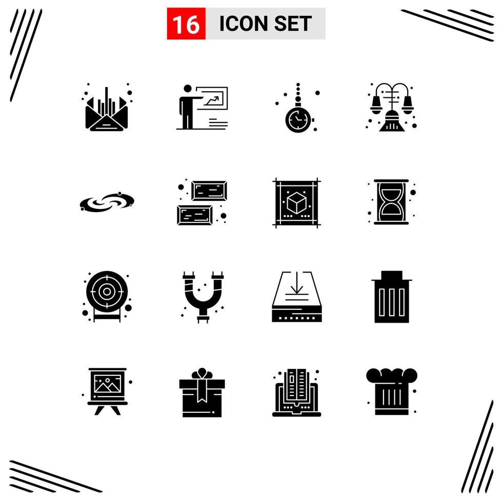 Set of 16 Modern UI Icons Symbols Signs for lamp house man decorate jewelry Editable Vector Design Elements