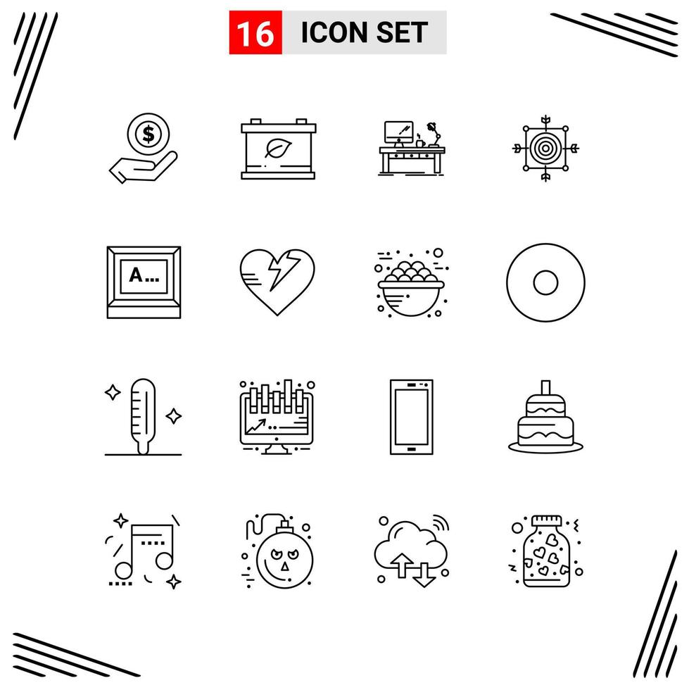 16 Icons Line Style Grid Based Creative Outline Symbols for Website Design Simple Line Icon Signs Isolated on White Background 16 Icon Set Creative Black Icon vector background