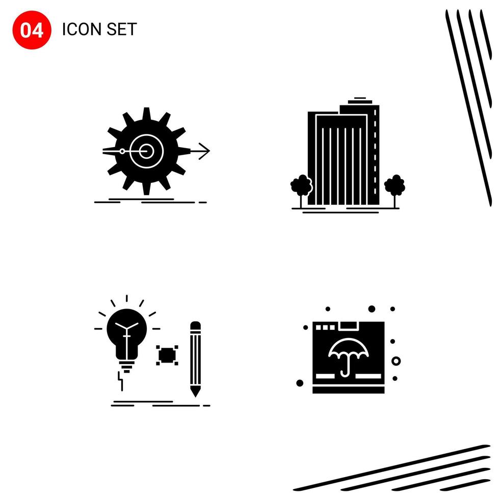 Collection of 4 Vector Icons in solid style Pixle Perfect Glyph Symbols for Web and Mobile Solid Icon Signs on White Background 4 Icons Creative Black Icon vector background