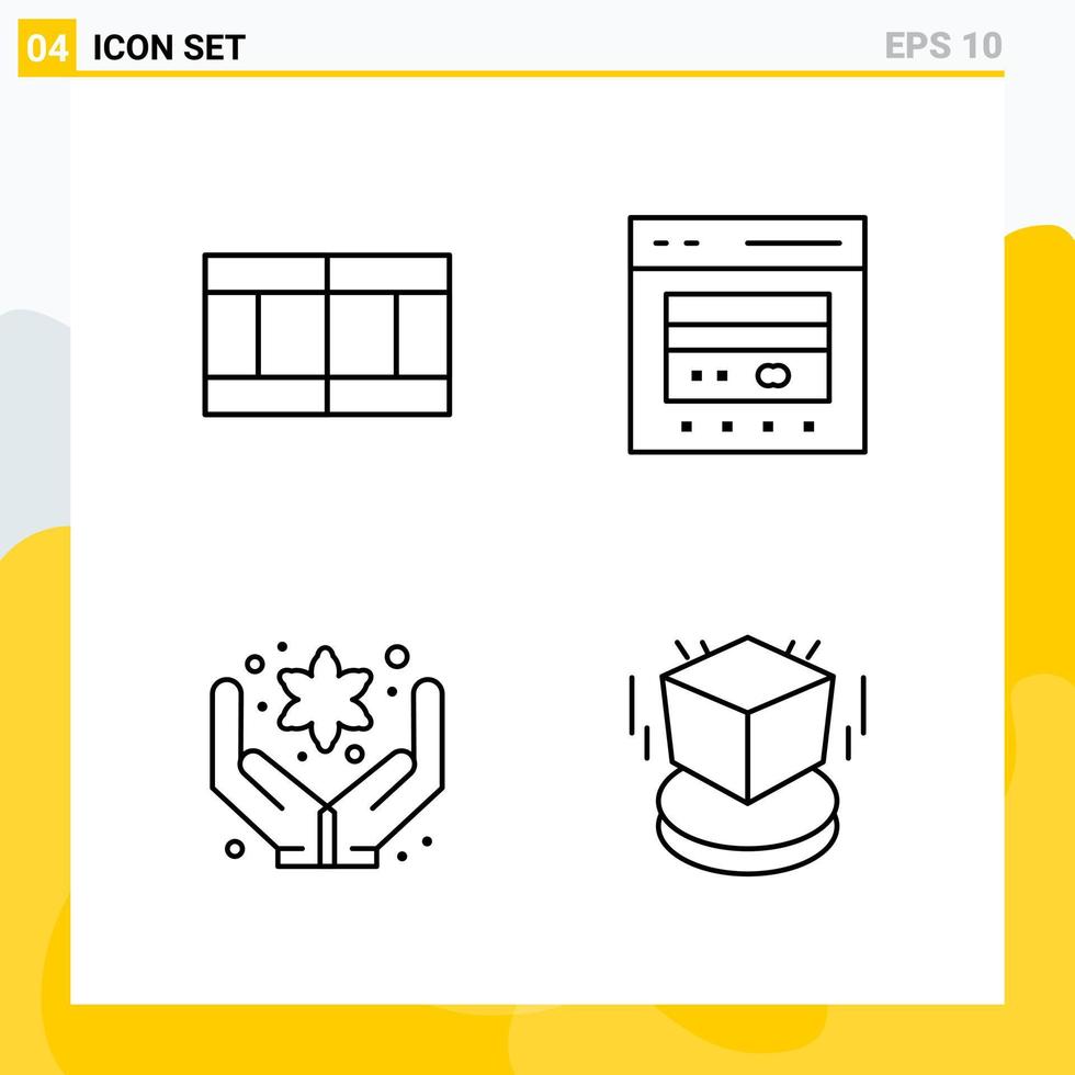 Collection of 4 Universal Line Icons Icon Set for Web and Mobile Creative Black Icon vector background