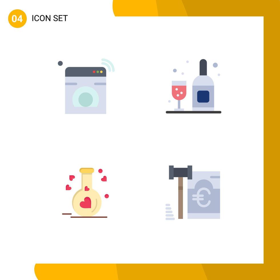 Flat Icon Pack of 4 Universal Symbols of internet love washing bottle wedding Editable Vector Design Elements