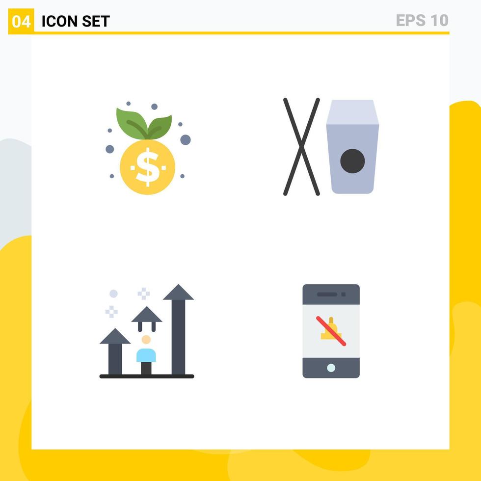 Flat Icon Pack of 4 Universal Symbols of business arrow finance food career Editable Vector Design Elements