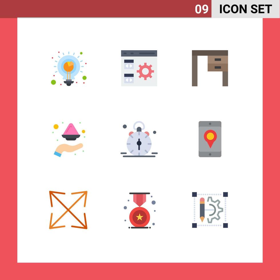 Modern Set of 9 Flat Colors and symbols such as india color management hand interior Editable Vector Design Elements