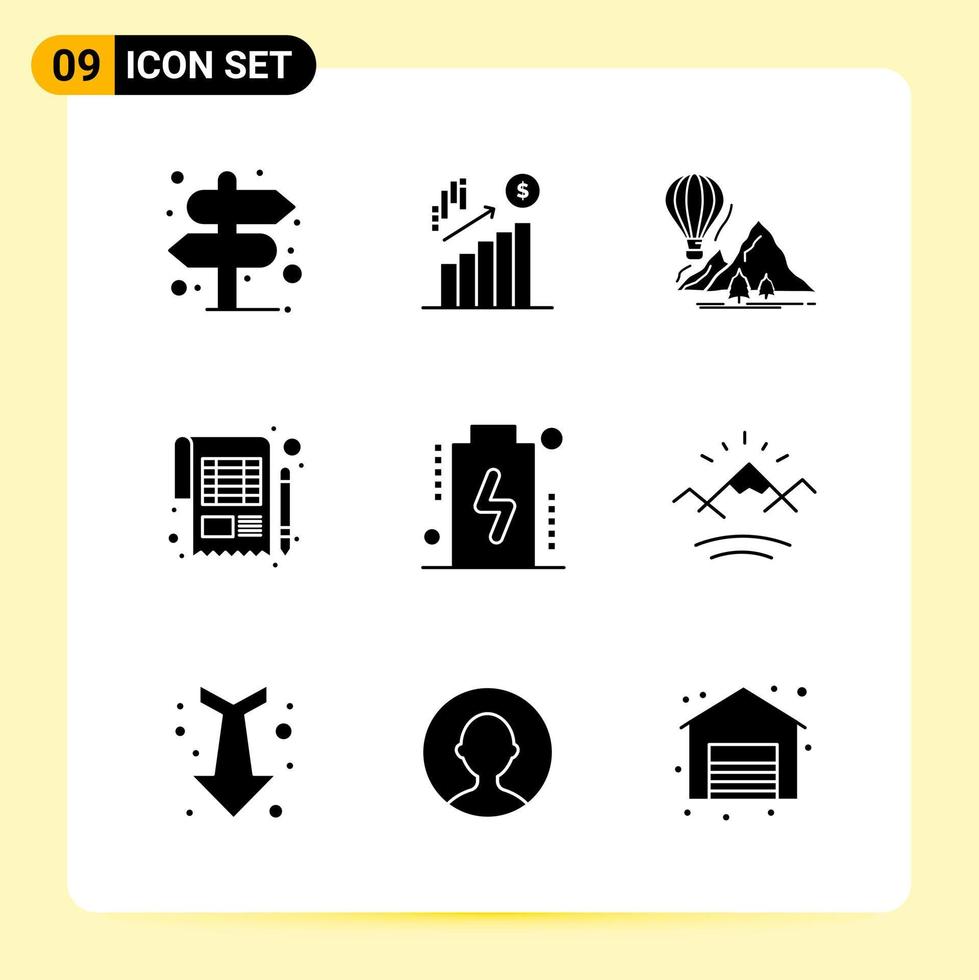 9 Creative Icons for Modern website design and responsive mobile apps 9 Glyph Symbols Signs on White Background 9 Icon Pack Creative Black Icon vector background