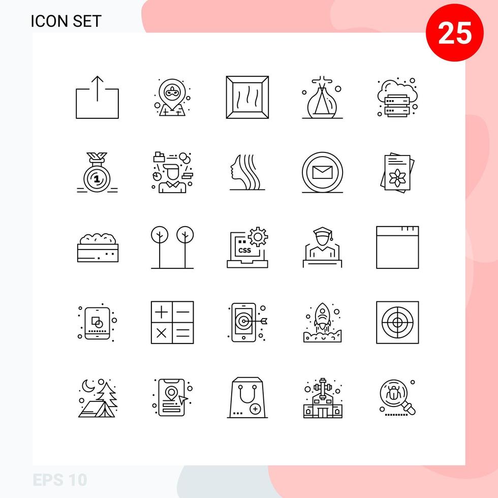 Universal Icon Symbols Group of 25 Modern Lines of platform infrastructure crate hosting spa Editable Vector Design Elements