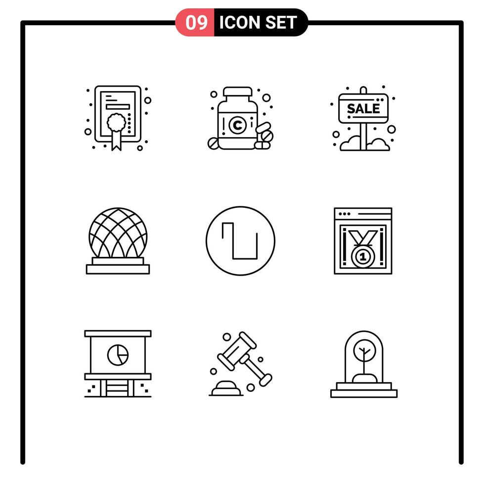 Mobile Interface Outline Set of 9 Pictograms of sound city banner canada shop Editable Vector Design Elements