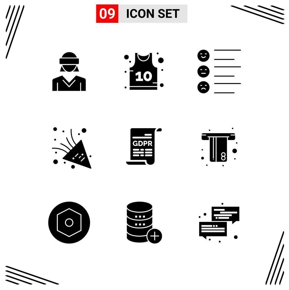 9 Icons Solid Style Grid Based Creative Glyph Symbols for Website Design Simple Solid Icon Signs Isolated on White Background 9 Icon Set Creative Black Icon vector background