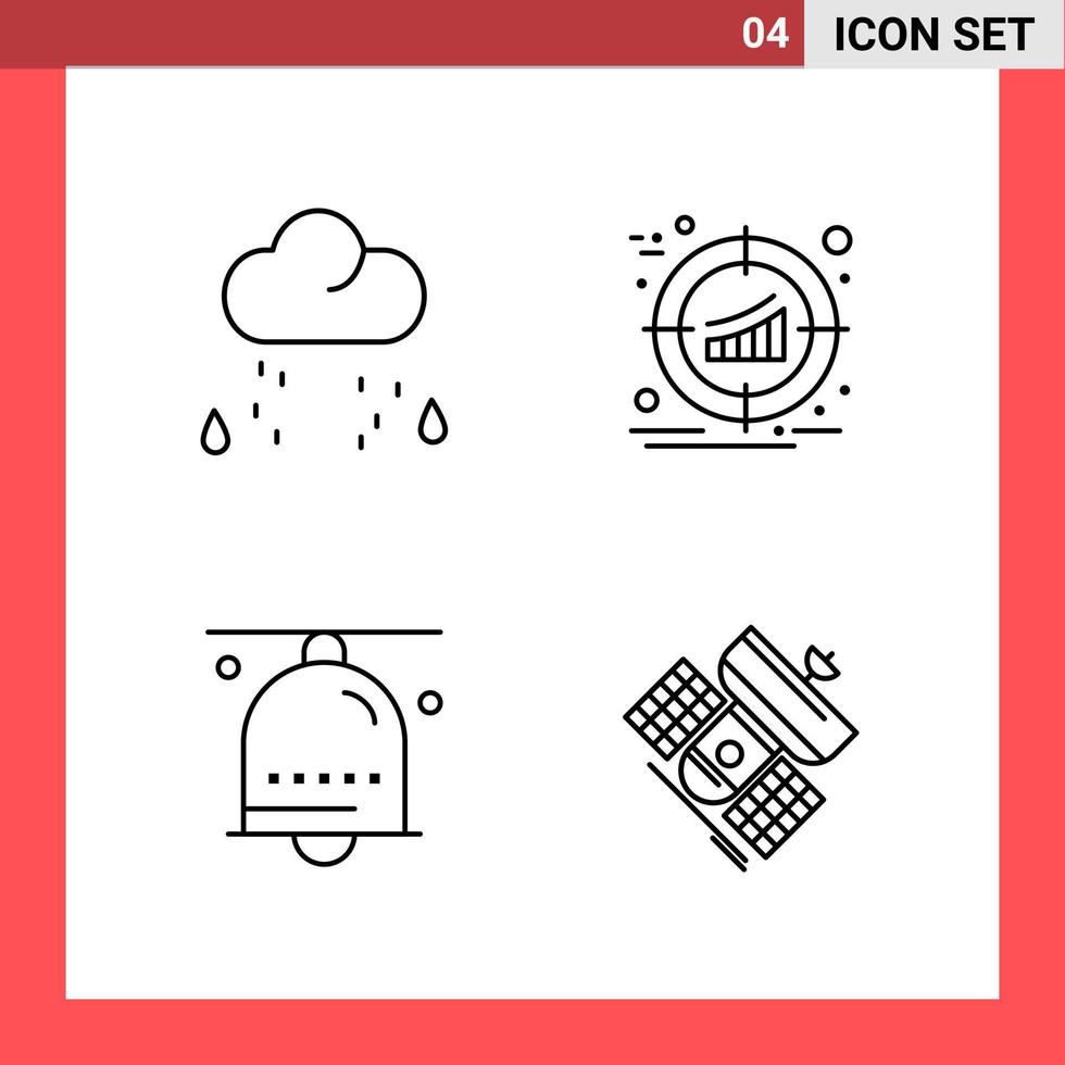 4 Icon Pack Line Style Outline Symbols on White Background Simple Signs for general designing Creative Black Icon vector background