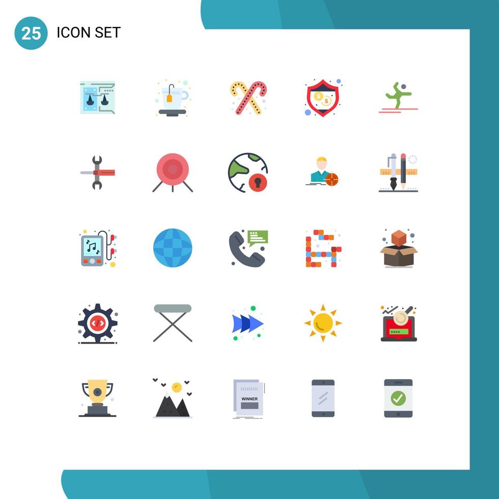 25 Flat Color concept for Websites Mobile and Apps performing athlete candy cane shield protection Editable Vector Design Elements