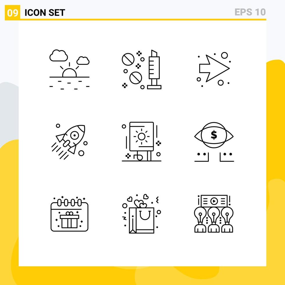 Universal Icon Symbols Group of 9 Modern Outlines of fireworks celebration next project business Editable Vector Design Elements
