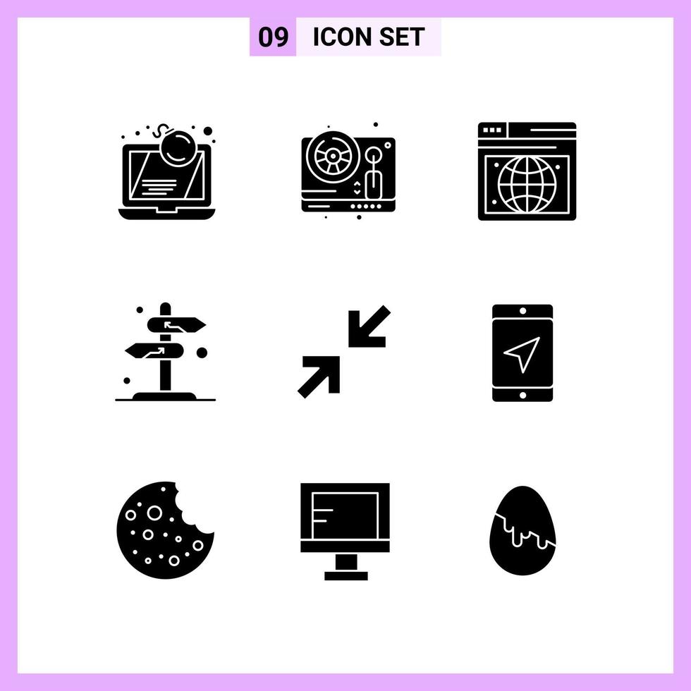 9 Icons in Solid Style Glyph Symbols on White Background Creative Vector Signs for Web mobile and Print Creative Black Icon vector background