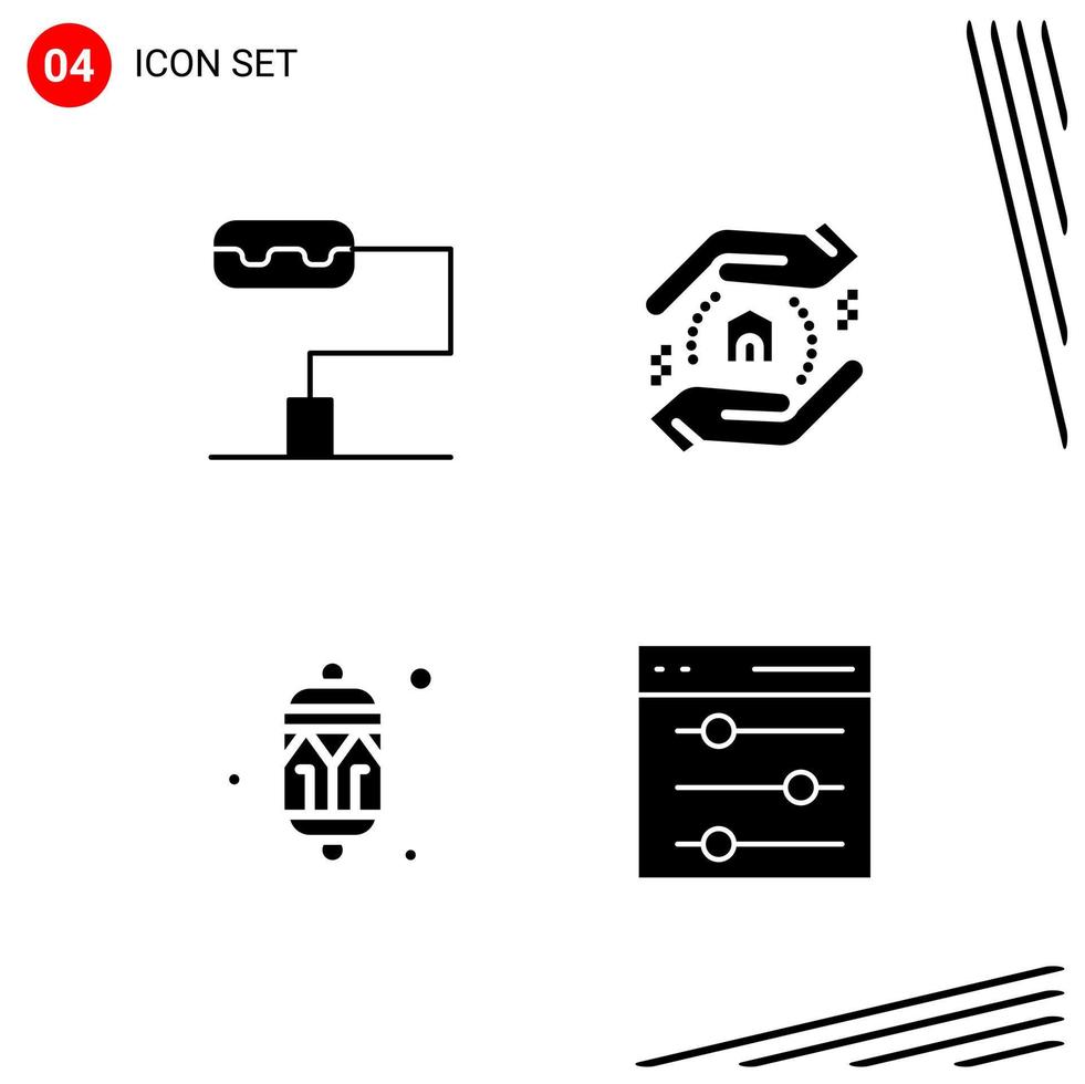 Collection of 4 Vector Icons in solid style Pixle Perfect Glyph Symbols for Web and Mobile Solid Icon Signs on White Background 4 Icons Creative Black Icon vector background