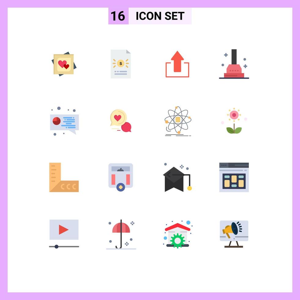 Stock Vector Icon Pack of 16 Line Signs and Symbols for chat plunger file bath up Editable Pack of Creative Vector Design Elements