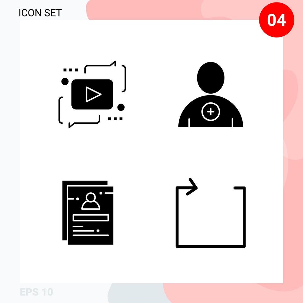 Vector Pack of 4 Icons in Solid Style Creative Glyph Pack isolated on White Background for Web and Mobile Creative Black Icon vector background