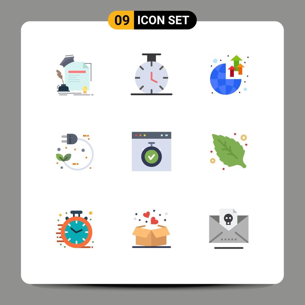 Set of 9 Modern UI Icons Symbols Signs for interface pull growth power electric Editable Vector Design Elements