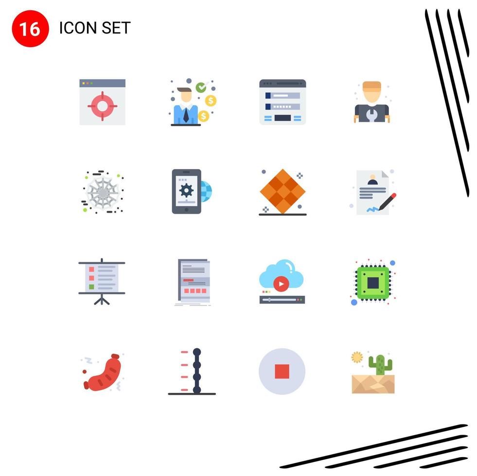 16 Universal Flat Color Signs Symbols of halloween plumber flowchart mechanic web Editable Pack of Creative Vector Design Elements